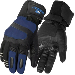 Motorcycle Gloves Leather Knuckle Thermal Protection Touch Screen Dark Blue