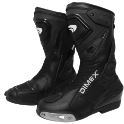 Mens Motorcycle Leather Water Resistant Long Boots Black