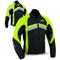 Mens Motorcycle Waterproof Cordura Textile Jacket Green
