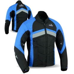 Mens Motorcycle Waterproof Cordura Textile Jacket Blue