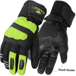 Motorcycle Gloves Leather Knuckle Thermal Protection Touch Screen Green
