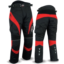 Mens Motorcycle Waterproof Cordura Textile Trousers Red