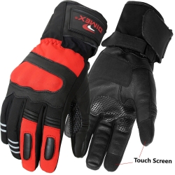Motorcycle Gloves Leather Knuckle Thermal Protection Touch Screen Red Motorcycle Gloves Leather Knuckle Thermal Protection Touch Screen Red
