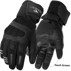 Motorcycle Gloves Leather Knuckle Thermal Protection Touch Screen Black