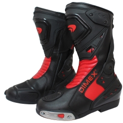 Mens Motorcycle Leather Water Resistant Long Boots Red