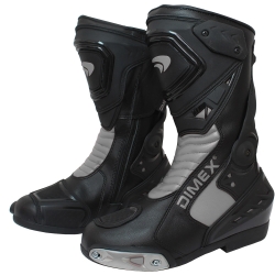 Mens Motorcycle Leather Water Resistant Long Boots Grey